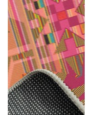 Cros Modern Desenli Kadife Pamuk Tabanlı Yıkanabilen Kaydırmaz Antibakteriyel Salon Halısı