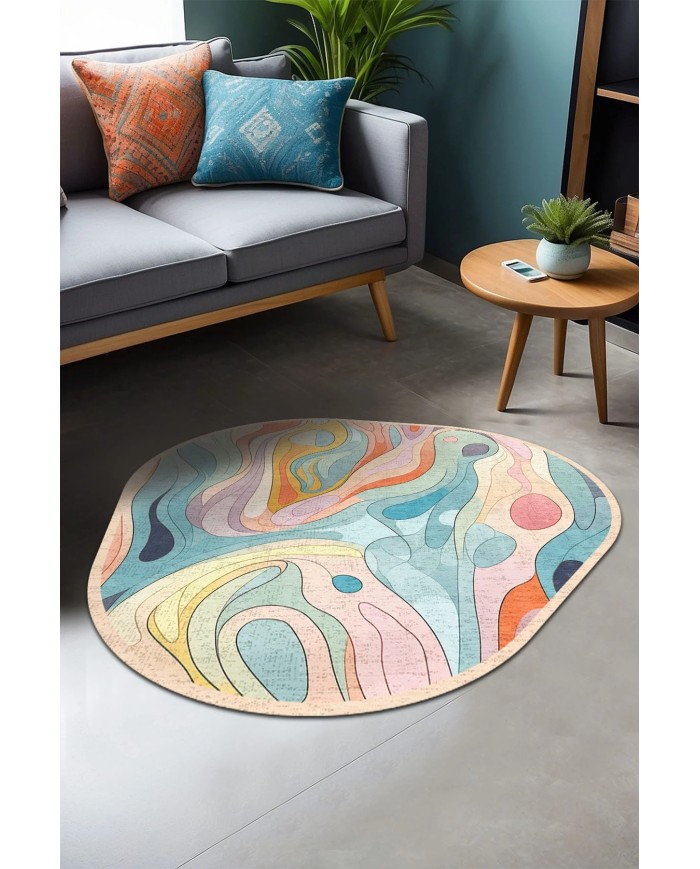 Relaf Şönil Yıkanabilir Kaymaz Pamuk Tabanlı Antibakteriyel Asimetrik Halı