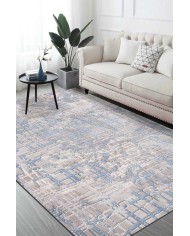 Huner Modern Kadife Eko Desenli Pamuk Tabanlı Yıkanabilen Kaydırmaz Antibakteriyel Salon Halısı