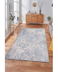 Huner Modern Kadife Eko Desenli Pamuk Tabanlı Yıkanabilen Kaydırmaz Antibakteriyel Salon Halısı