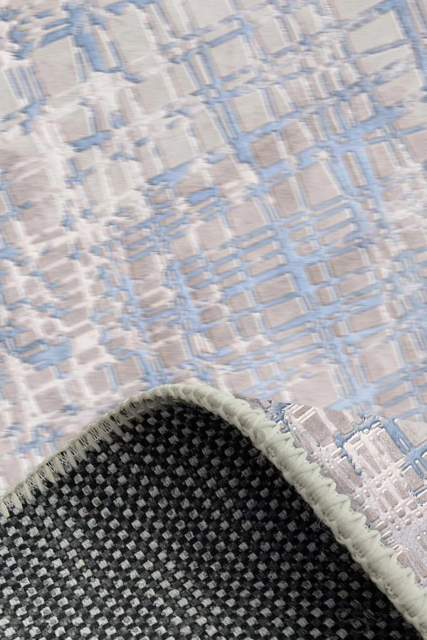 Huner Modern Kadife Eko Desenli Pamuk Tabanlı Yıkanabilen Kaydırmaz Antibakteriyel Salon Halısı