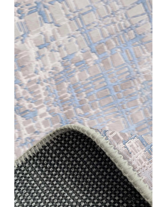 Huner Modern Kadife Eko Desenli Pamuk Tabanlı Yıkanabilen Kaydırmaz Antibakteriyel Salon Halısı