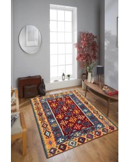 Caleb Modern Kadife Vintage Desenli Pamuk Tabanlı Yıkanabilen Kaydırmaz Antibakteriyel Salon Halısı