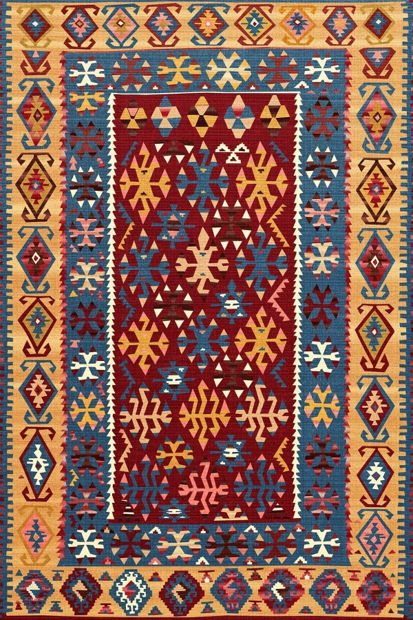 Caleb Modern Kadife Vintage Desenli Pamuk Tabanlı Yıkanabilen Kaydırmaz Antibakteriyel Salon Halısı