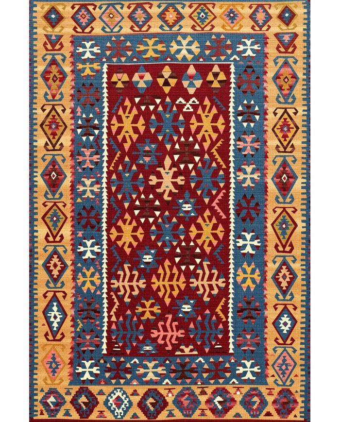 Caleb Modern Kadife Vintage Desenli Pamuk Tabanlı Yıkanabilen Kaydırmaz Antibakteriyel Salon Halısı