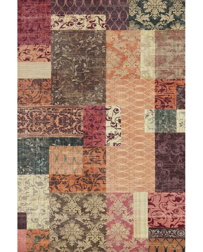 Banaf Patchwork Kadife Modern Pamuk Tabanlı Yıkanabilen Kaydırmaz Antibakteriyel Salon Halısı