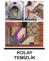 Banaf Patchwork Kadife Modern Pamuk Tabanlı Yıkanabilen Kaydırmaz Antibakteriyel Salon Halısı