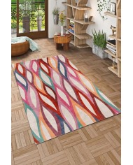 Billa Modern Desenli Kadife Pamuk Tabanlı Yıkanabilen Kaydırmaz Antibakteriyel Salon Halısı