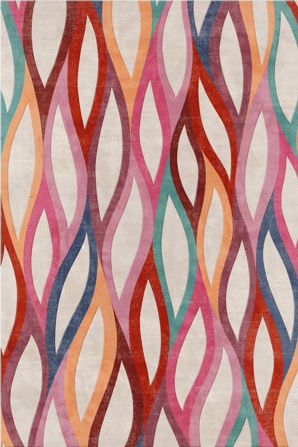 Billa Modern Desenli Kadife Pamuk Tabanlı Yıkanabilen Kaydırmaz Antibakteriyel Salon Halısı