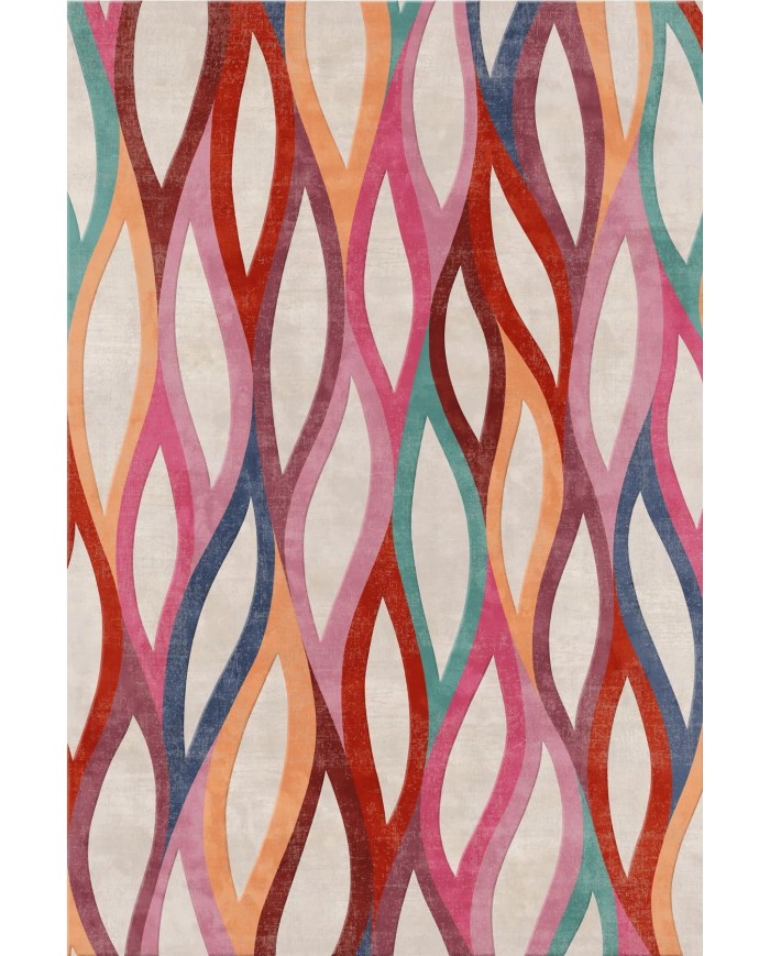 Billa Modern Desenli Kadife Pamuk Tabanlı Yıkanabilen Kaydırmaz Antibakteriyel Salon Halısı