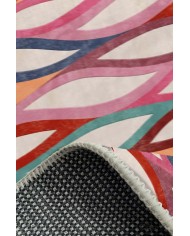 Billa Modern Desenli Kadife Pamuk Tabanlı Yıkanabilen Kaydırmaz Antibakteriyel Salon Halısı