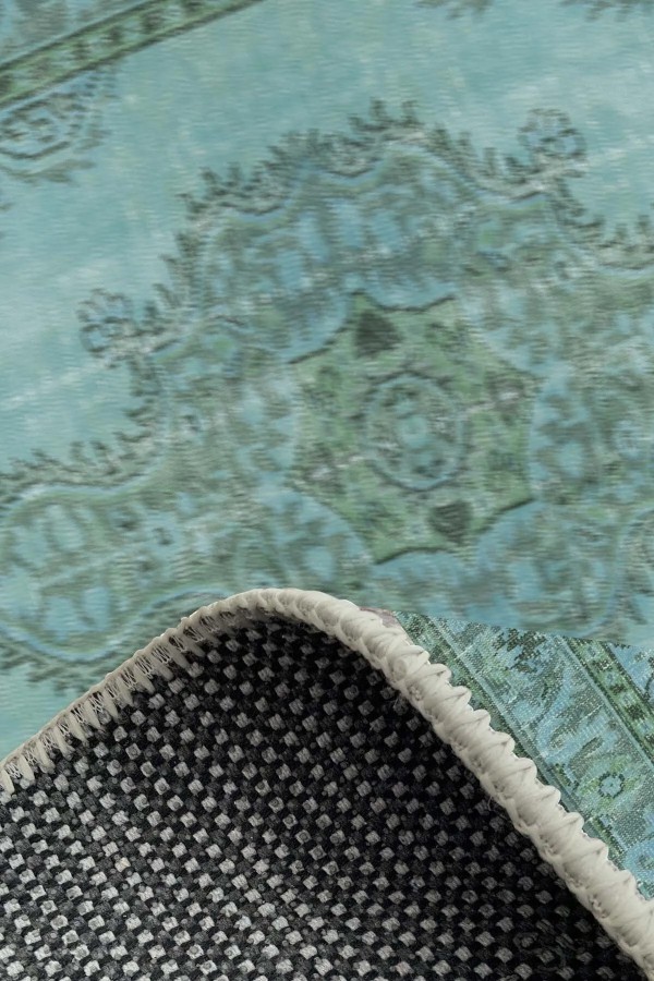 Jeff Modern Kadife Eko Desenli Pamuk Tabanlı Yıkanabilen Kaydırmaz Antibakteriyel Salon Halısı