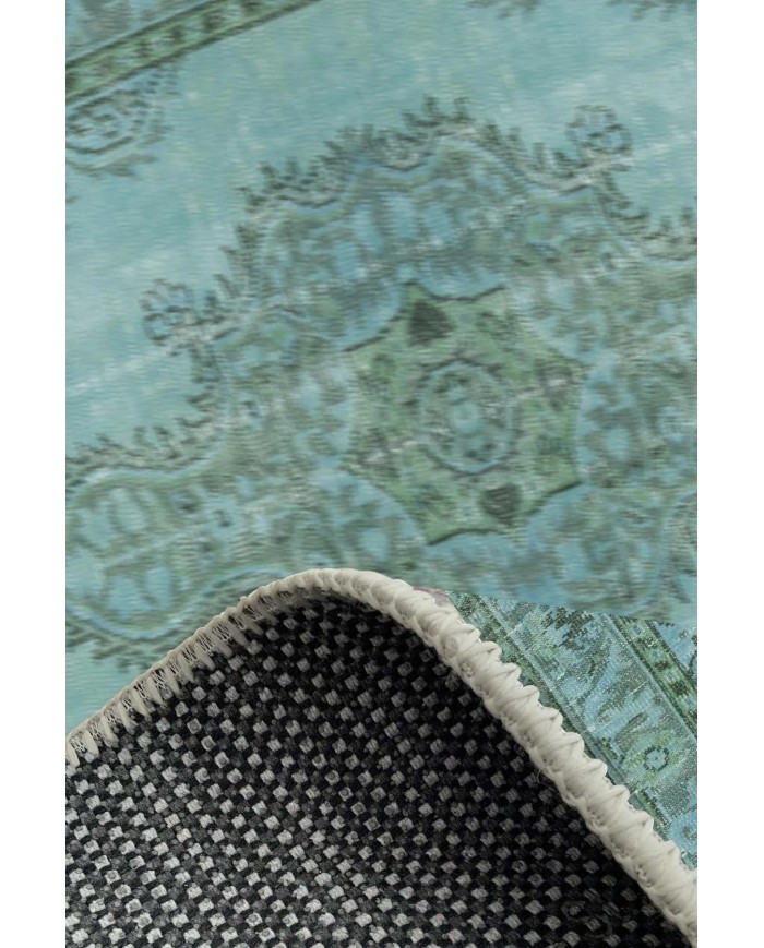 Jeff Modern Kadife Eko Desenli Pamuk Tabanlı Yıkanabilen Kaydırmaz Antibakteriyel Salon Halısı