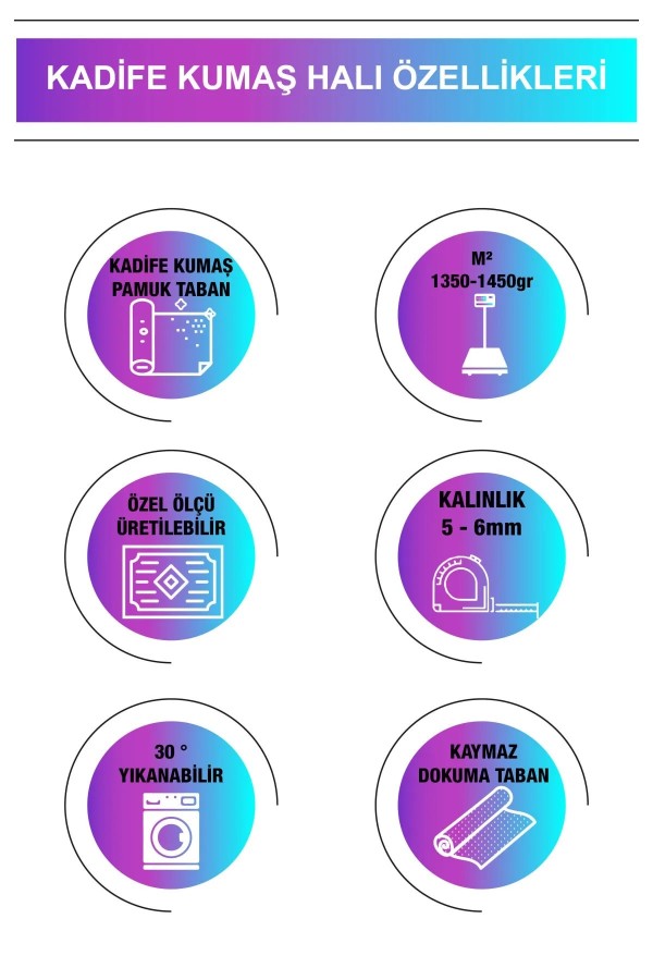 Jeff Modern Kadife Eko Desenli Pamuk Tabanlı Yıkanabilen Kaydırmaz Antibakteriyel Salon Halısı