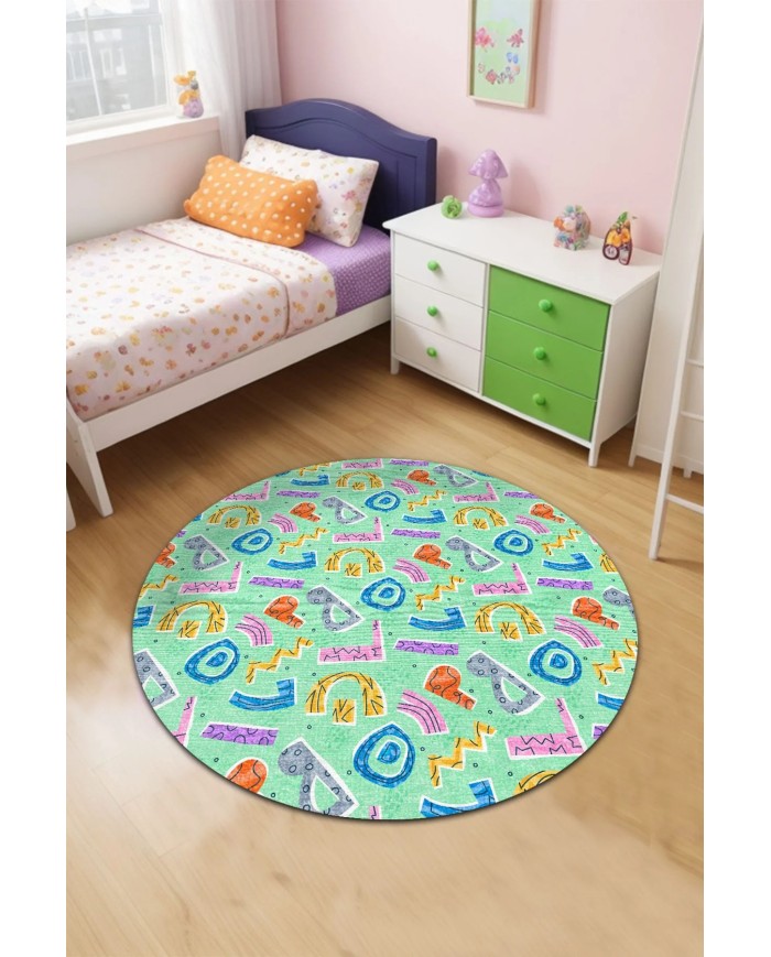 Alava Kadife Antibakteriyel Yıkanabilir Kaymaz Pamuk Tabanlı Çocuk Halısı
