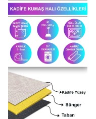 Tegan Modern Kadife  Dekoratif Pamuk Taban Kaymaz Yıkanabilen Antibakteriyel Salon Halısı