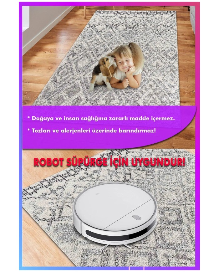 Blackshade Modern Kadife Pamuk Taban Kaymaz Yıkanabilen Antibakteriyel Salon Halısı Mutfak Kilim