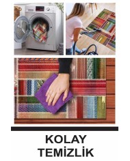 Bitsy Patchwork Kadife Pamuk Tabanlı Yıkanabilen Kaymaz Antibakteriyel Yuvarlak Salon Halısı Mutfak