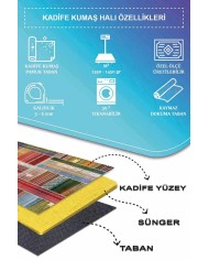 Bitsy Patchwork Kadife Pamuk Tabanlı Yıkanabilen Kaymaz Antibakteriyel Yuvarlak Salon Halısı Mutfak