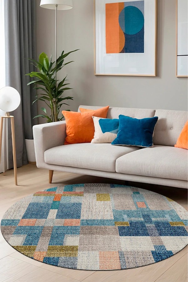 Anelia Patchwork Kadife Pamuk Tabanlı Yıkanabilen Kaymaz Antibakteriyel Yuvarlak Salon Halısı Anelia Patchwork Kadife Pamuk Tabanlı Yıkanabilen Kaymaz Antibakteriyel Yuvarlak Salon Halısı