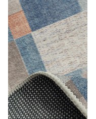 Anelia Patchwork Kadife Pamuk Tabanlı Yıkanabilen Kaymaz Antibakteriyel Yuvarlak Salon Halısı