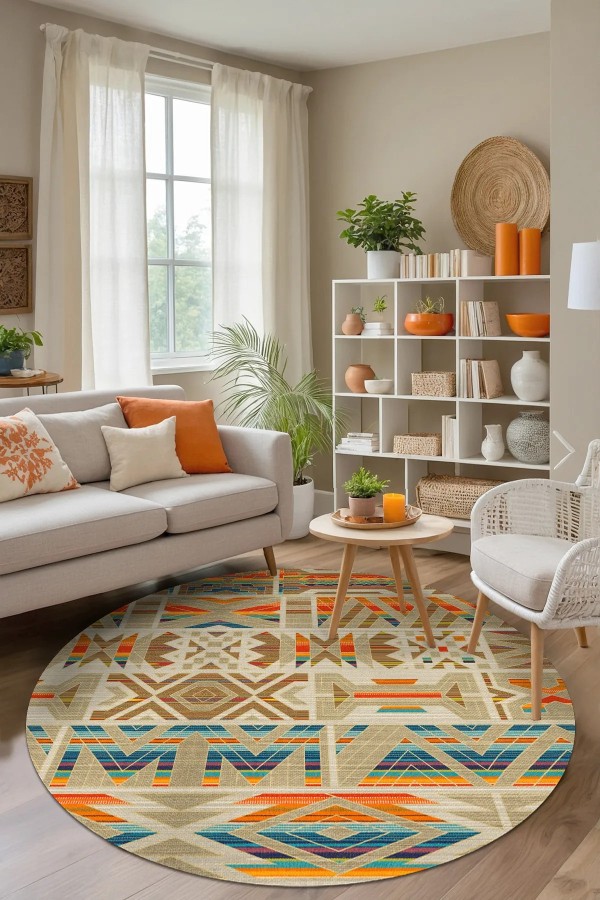 Crocus Modern Kadife Desenli Pamuk Tabanlı Yıkanabilen Kaydırmaz Antibakteriyel Yuvarlak Salon Halısı Crocus Modern Kadife Desenli Pamuk Tabanlı Yıkanabilen Kaydırmaz Antibakteriyel Yuvarlak Salon Halısı