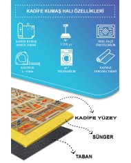 Crocus Modern Kadife Desenli Pamuk Tabanlı Yıkanabilen Kaydırmaz Antibakteriyel Yuvarlak Salon Halısı