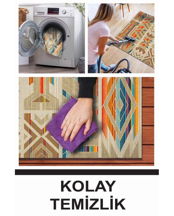 Crocus Modern Kadife Desenli Pamuk Tabanlı Yıkanabilen Kaydırmaz Antibakteriyel Yuvarlak Salon Halısı