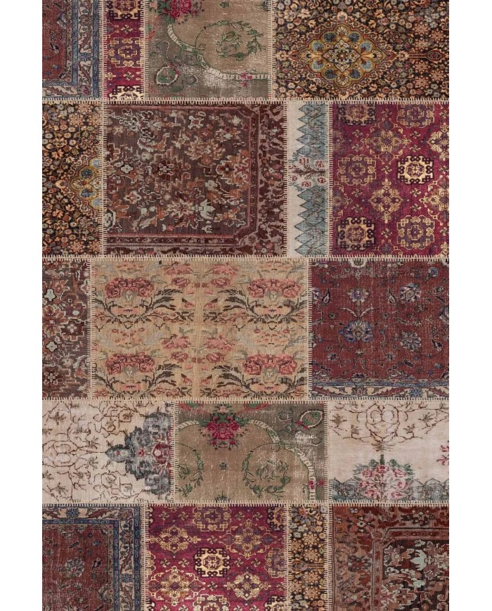 Cortez Patchwork Kadife Desenli Pamuk Tabanlı Yıkanabilen Kaydırmaz Antibakteriyel Salon Halısı