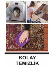 Cortez Patchwork Kadife Desenli Pamuk Tabanlı Yıkanabilen Kaydırmaz Antibakteriyel Salon Halısı