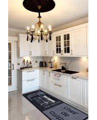 Roods Modern Kadife Desenli Pamuk Tabanlı Yıkanabilen Kaydırmaz Antibakteriyel Mutfak Halısı