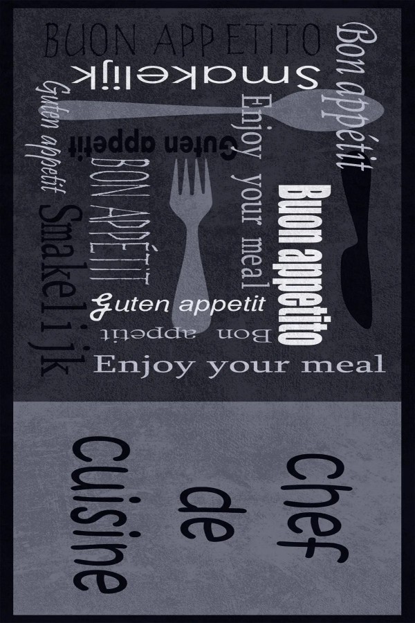 Roods Modern Kadife Desenli Pamuk Tabanlı Yıkanabilen Kaydırmaz Antibakteriyel Mutfak Halısı