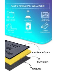 Roods Modern Kadife Desenli Pamuk Tabanlı Yıkanabilen Kaydırmaz Antibakteriyel Mutfak Halısı