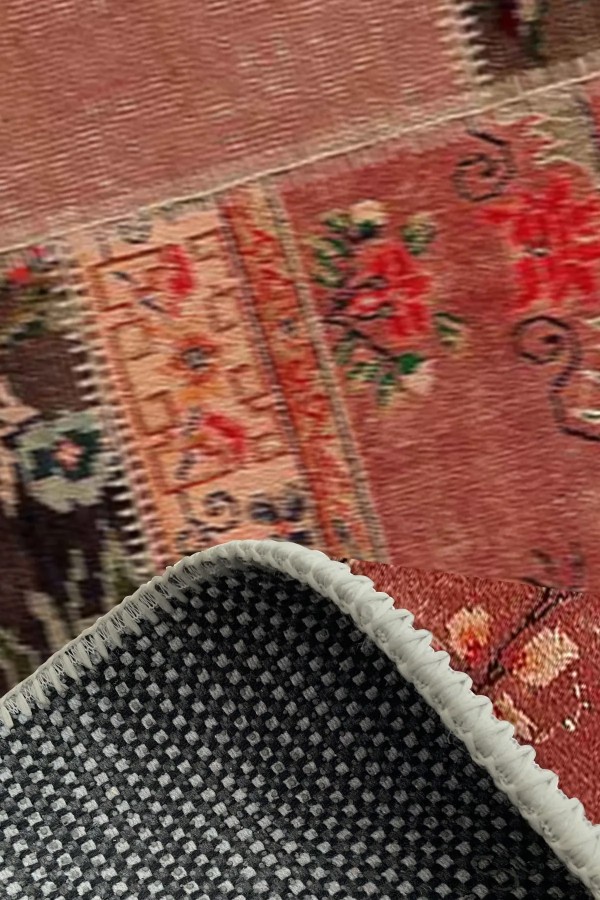 Feran Modern Kadife Patchwork Desenli Pamuk Tabanlı Yıkanabilen Kaymaz Antibakteriyel Salon Halısı Feran Modern Kadife Patchwork Desenli Pamuk Tabanlı Yıkanabilen Kaymaz Antibakteriyel Salon Halısı