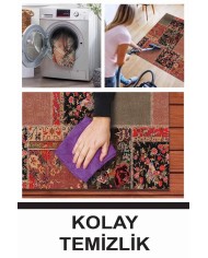 Feran Modern Kadife Patchwork Desenli Pamuk Tabanlı Yıkanabilen Kaymaz Antibakteriyel Salon Halısı