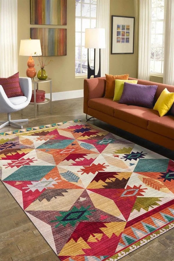 Rhodo Modern Desenli Kadife Pamuk Yıkanabilen Kaydırmaz Antibakteriyel Salon Halısı Rhodo Modern Desenli Kadife Pamuk Yıkanabilen Kaydırmaz Antibakteriyel Salon Halısı