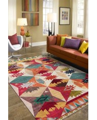 Rhodo Modern Desenli Kadife Pamuk Yıkanabilen Kaydırmaz Antibakteriyel Salon Halısı