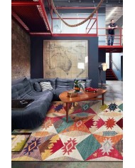 Rhodo Modern Desenli Kadife Pamuk Yıkanabilen Kaydırmaz Antibakteriyel Salon Halısı