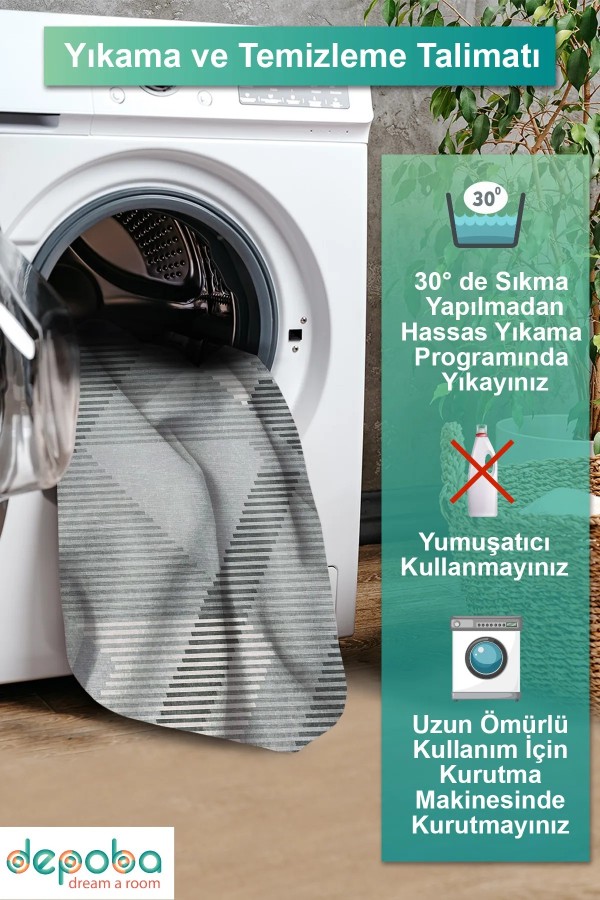 Betrice Modern Kadife Modern Pamuk Tabanlı Yıkanabilen Kaydırmaz Antibakteriyel Salon Halısı