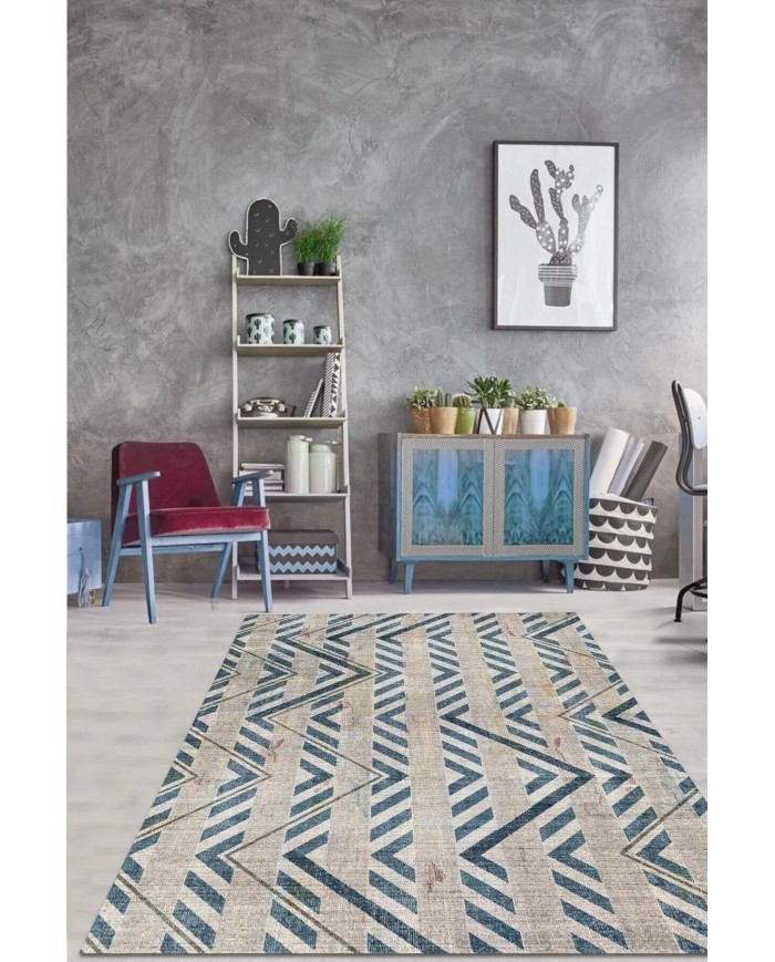 Anya Modern Kadife Modern Pamuk Tabanlı Yıkanabilen Kaydırmaz Antibakteriyel Salon Halısı