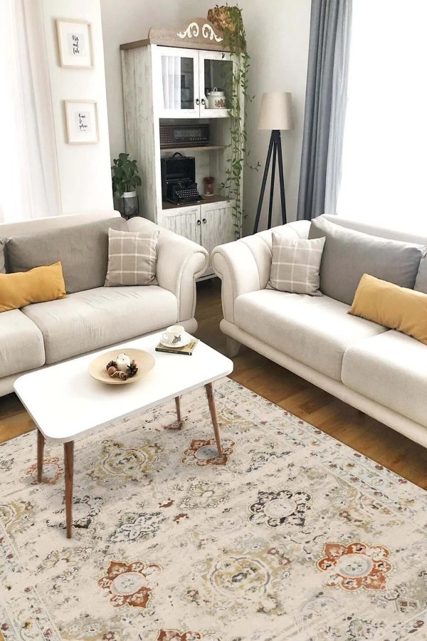 Jety Modern Kadife Pamuk Tabanlı Yıkanabilen Kaydırmaz Antibakteriyel Salon Halısı