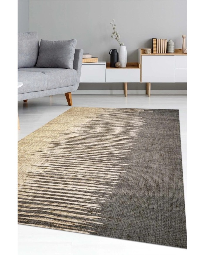 Borin Modern Kadife Desenli Pamuk Tabanlı Yıkanabilen Kaydırmaz Antibakteriyel Salon Halısı