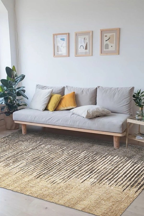 Borin Modern Kadife Desenli Pamuk Tabanlı Yıkanabilen Kaydırmaz Antibakteriyel Salon Halısı