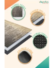 Borin Modern Kadife Desenli Pamuk Tabanlı Yıkanabilen Kaydırmaz Antibakteriyel Salon Halısı