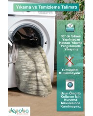 Borin Modern Kadife Desenli Pamuk Tabanlı Yıkanabilen Kaydırmaz Antibakteriyel Salon Halısı