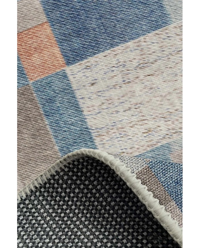Anelia Patchwork Kadife Pamuk Tabanlı Yıkanabilen Kaymaz Antibakteriyel Salon Halısı