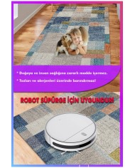 Anelia Patchwork Kadife Pamuk Tabanlı Yıkanabilen Kaymaz Antibakteriyel Salon Halısı