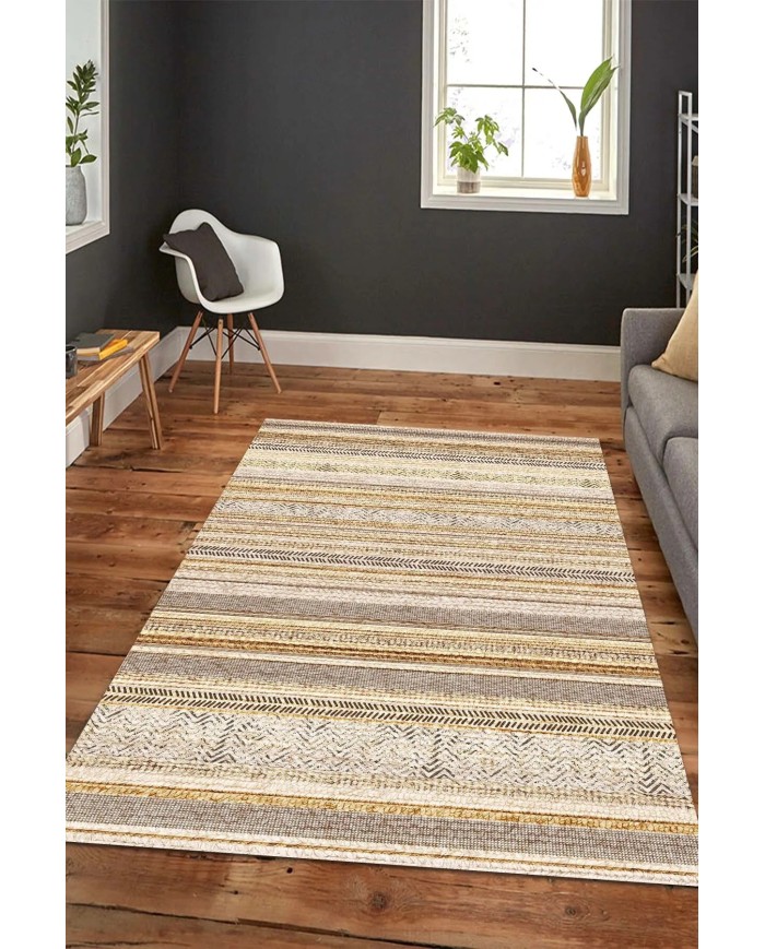 Alexis Modern Kadife Pamuk Tabanlı Yıkanabilen Kaydırmaz Antibakteriyel Salon Halısı