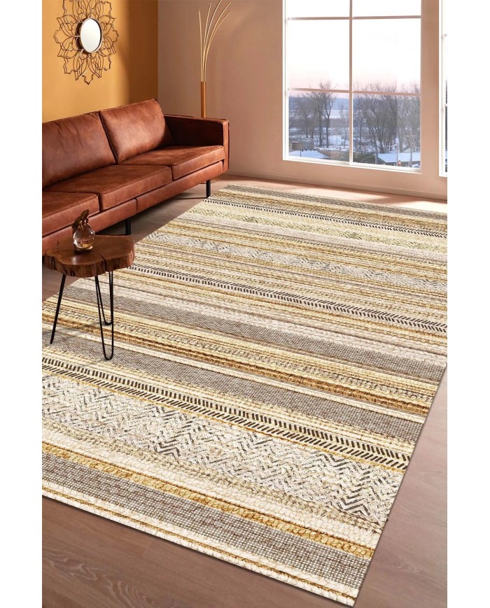 Alexis Modern Kadife Pamuk Tabanlı Yıkanabilen Kaydırmaz Antibakteriyel Salon Halısı