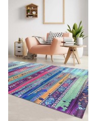 Brielle Modern Kadife Pamuk Tabanlı Yıkanabilen Kaydırmaz Antibakteriyel Salon Halısı